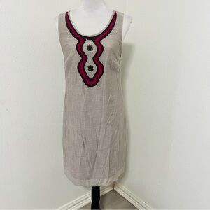 Merona Women’s Size 8 Sleeveless Embroidered Bead Design Brown and Pink  Dress
